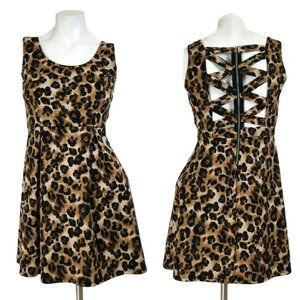 Ruby Rox Leopard Print Sleeveless Skater Dress